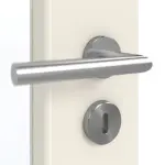 Detailansicht der Oberfläche von GARANT Doppelflügeltür inkl. Zarge 0140-60 Dawn Resopal mit Lichtausschnitt LA-4 schlossseitig