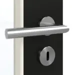 Detailansicht der Oberfläche von GARANT Doppelflügeltür inkl. Zarge 0901-60 Black Resopal mit Lichtausschnitt LA-4 schlossseitig