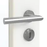 Detailansicht der Oberfläche von GARANT Doppelflügeltür inkl. Zarge D354-60 Designer White Resopal mit Lichtausschnitt LA-4 schlossseitig