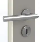 Detailansicht der Oberfläche von GARANT Doppelflügeltür inkl. Zarge U12115SD Platingrau GHK08 mit Lichtausschnitt LA-4 schlossseitig