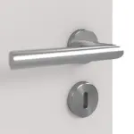 Detailansicht der Oberfläche von GARANT Doppelflügeltür inkl. Zarge U12188SD Lichtgrau GHK08 mit Lichtausschnitt LA-5 bandseitig