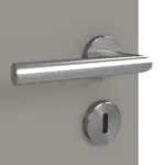 Detailansicht der Oberfläche von GARANT Doppelflügeltür inkl. Zarge U12115SD Platingrau GHK08 mit Lichtausschnitt LA-5 mittig