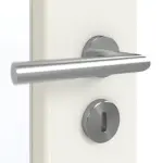 Detailansicht der Oberfläche von GARANT Doppelflügeltür inkl. Zarge 0135-60 Rain Resopal mit Lichtausschnitt LA-5 schlossseitig