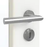 Detailansicht der Oberfläche von GARANT Doppelflügeltür inkl. Zarge D354-60 Designer White Resopal mit Lichtausschnitt LA-5 schlossseitig