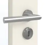 Detailansicht der Oberfläche von GARANT Doppelflügeltür inkl. Zarge Weißlack 9010 CPL mit Lichtausschnitt LA-5 schlossseitig