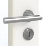 Detailansicht der Oberfläche von GARANT Doppelflügeltür inkl. Zarge Weißlack 9016 GHK08 mit Lichtausschnitt LA-5 schlossseitig