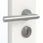 Detailansicht der Oberfläche von GARANT Doppelflügeltür inkl. Zarge Weißlack 9016 mit Lichtausschnitt LA-5 schlossseitig