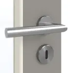 Detailansicht der Oberfläche von GARANT Doppelflügeltür inkl. Zarge U12115SD Platingrau GHK08 mit Lichtausschnitt LA-5 schlossseitig