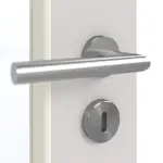 Detailansicht der Oberfläche von GARANT Doppelflügeltür inkl. Zarge U12188SD Lichtgrau GHK08 mit Lichtausschnitt LA-5 schlossseitig