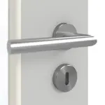 Detailansicht der Oberfläche von GARANT Doppelflügeltür inkl. Zarge D92-60 Dove Grey Resopal mit Lichtausschnitt LA-6