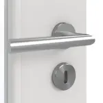 Detailansicht der Oberfläche von GARANT Doppelflügeltür inkl. Zarge 0160-60 Silver Grey CPL mit Lichtausschnitt LA-6 Sprosse SP0