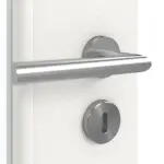 Detailansicht der Oberfläche von GARANT Doppelflügeltür inkl. Zarge Quer Authentic Bianco CPL mit Lichtausschnitt LA-6 Sprosse SP0