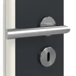 Detailansicht der Oberfläche von GARANT Doppelflügeltür inkl. Zarge U12000SD Vulkanschwarz GHK08 mit Lichtausschnitt LA-6 Sprosse SP0