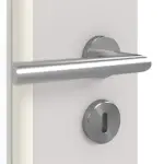 Detailansicht der Oberfläche von GARANT Doppelflügeltür inkl. Zarge U12188SD Lichtgrau GHK08 mit Lichtausschnitt LA-6 Sprosse SP0