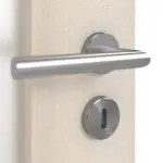 Detailansicht der Oberfläche von CLASSEN Doppelflügeltür Akazie hell CPL 4.12 mit Lichtausschnitt mit Zarge