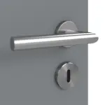 Detailansicht der Oberfläche von Ultramatt Hygge Grau LA Bullauge Basic Innentür - Huga