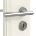 Detailansicht der Oberfläche von HUGA Innentür Kontur 5 Weißlack Classic mit Lichtausschnitt LA 2