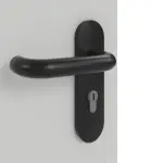 Detailansicht der Oberfläche von GARANT Rauchschutztür D92-60 Dove Grey Resopal mit Lichtausschnitt LA-4 bandseitig