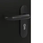 Detailansicht der Oberfläche von GARANT Rauchschutztür 0901-60 Black Resopal mit Lichtausschnitt LA-4 mittig