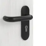 Detailansicht der Oberfläche von GARANT Rauchschutztür Authentic Grigio GCK08 mit Lichtausschnitt LA-4 mittig