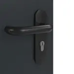 Detailansicht der Oberfläche von GARANT Rauchschutztür U12000SD Vulkanschwarz GHK08 mit Lichtausschnitt LA-4 mittig