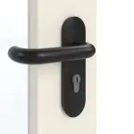 Detailansicht der Oberfläche von GARANT Rauchschutztür 0140-60 Dawn Resopal mit Lichtausschnitt LA-4 schlossseitig