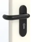 Detailansicht der Oberfläche von GARANT Rauchschutztür W980ST15 Platinweiß GHK08 mit Lichtausschnitt LA-4 schlossseitig