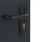 Detailansicht der Oberfläche von GARANT Rauchschutztür U12000SD Vulkanschwarz GHK08 mit Lichtausschnitt LA-5 bandseitig