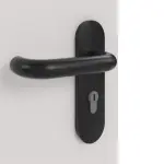 Detailansicht der Oberfläche von GARANT Rauchschutztür U12188SD Lichtgrau GHK08 mit Lichtausschnitt LA-5 bandseitig