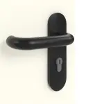 Detailansicht der Oberfläche von GARANT Rauchschutztür W980ST15 Platinweiß GHK08 mit Lichtausschnitt LA-5 bandseitig