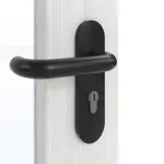 Detailansicht der Oberfläche von GARANT Rauchschutztür Authentic Grigio CePaL mit Lichtausschnitt LA-5 schlossseitig