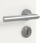 Detailansicht der Oberfläche von GARANT Schallschutztür Quer Authentic Bianco CePaL mit Lichtausschnitt LA-4 bandseitig