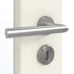 Detailansicht der Oberfläche von GARANT Schallschutztür Weißlack 9010 mit Lichtausschnitt LA-4 schlossseitig