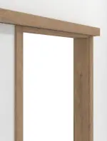 Detailansicht von Schiebetürsystem vor der Wand laufend mit Zarge PortaLit-CPL Trend Eiche Adria Ei 767 - Westag