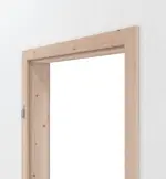 Detailansicht der eckigen Massivholz-Zarge in Fichte astig roh von Kilsgaard