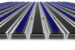 Detailansicht frontal von Aluprofilmatte KLASSIK Safe R01V schwarz / Work B06 blau – Entrada
