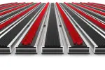 Detailansicht frontal von Aluprofilmatte KLASSIK Safe R01V schwarz / Work B06 rot - Entrada