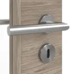 Detailansicht der Oberfläche von HÖRMANN Doppelflügeltür Nordeiche quer Duradecor ProLine mit Lichtausschnitt LA 11 mit Zarge