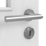 Detailansicht der Oberfläche von Huga Doppelflügeltür Eiche Weiß Durat Basic mit Lichtausschnitt LA 12 mit Zarge