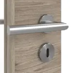 Detailansicht der Oberfläche von HÖRMANN Doppelflügeltür Nordeiche quer Duradecor ProLine mit Lichtausschnitt LA 24 schlossseitig mit Zarge