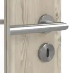 Detailansicht der Oberfläche von HÖRMANN Doppelflügeltür Gebürstete Lärche hell Duradecor ProLine mit Lichtausschnitt LA 24 schlossseitig mit Zarge