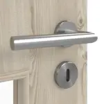 Detailansicht der Oberfläche von HÖRMANN Doppelflügeltür Gebürstete Lärche hell Duradecor ProLine mit Lichtausschnitt LA 9 mit Zarge