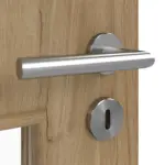 Detailansicht der Oberfläche von HÖRMANN Doppelflügeltür Natureiche Duradecor ProLine mit Lichtausschnitt LA 9 mit Zarge