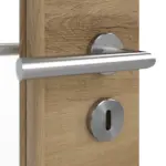 Detailansicht der Oberfläche von HÖRMANN Doppelflügeltür Natureiche quer Duradecor ProLine mit Lichtausschnitt LA-DIN mit Zarge