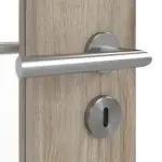 Detailansicht der Oberfläche von HÖRMANN Doppelflügeltür Nordeiche Duradecor ProLine mit Lichtausschnitt LA-DIN mit Zarge