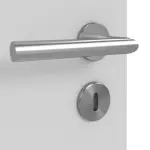 Detailansicht der Oberfläche von JELD-WEN Doppelflügeltür Classic Nickelgrau ähnlich RAL 7047 ExpertLack mit Lichtausschnitt LÖ-72 bandseitig mit Zarge