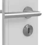 Detailansicht der Oberfläche von JELD-WEN Doppelflügeltür Classic Nickelgrau ähnlich RAL 7047 ExpertLack mit Lichtausschnitt LÖ-72 schlossseitig mit Zarge