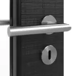 Detailansicht der Oberfläche von HÖRMANN Doppelflügeltür Leinen Schwarz Proline Concepto mit Lichtausschnitt LA 11 mit Zarge