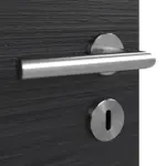 Detailansicht der Oberfläche von HÖRMANN Doppelflügeltür Schiefer Schwarz Proline Concepto mit Lichtausschnitt LA 4 mittig mit Zarge