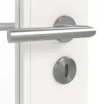 Detailansicht der Oberfläche von JELD-WEN Doppelflügeltür Contour 4FS Brillantweiß ähnlich RAL 9016 ExpertLack mit Lichtausschnitt LA-2G mit Zarge